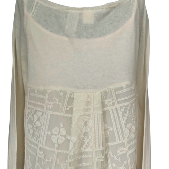 Anthropologie Little Yellow Bird Avery White Lace Longsleeve Top Sweater Med. - Picture 6 of 12